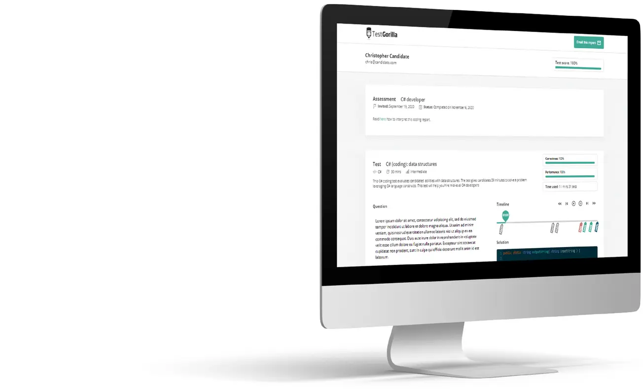 TestGorilla platform displayed on a computer.