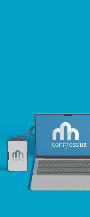 Logo of the Congressus platform displayed on a tablet and a laptop.