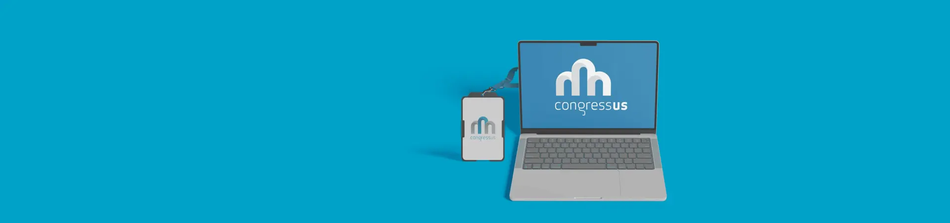 Logo of the Congressus platform displayed on a tablet and a laptop.