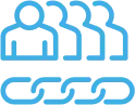 Group of people icon over a chain
