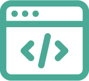 Code symbol icon in green inside a screen.