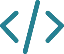 Code symbol icon in teal.
