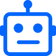 Blue robot head icon.