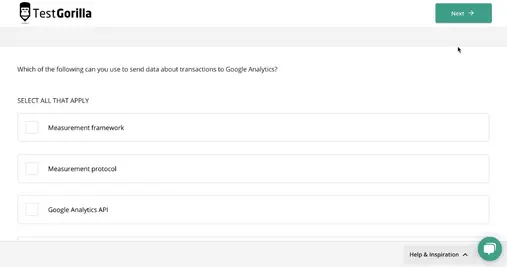 Quick and Easy Test Selection of TestGorilla platform.