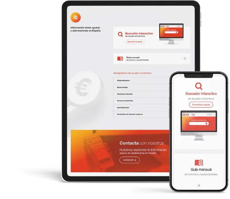 Invest in Spain homepage displayed on a tablet and a mobile device.